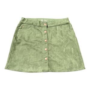 Suede Velvet Olive Women Teen Skirt Button Front Short Chic Y2K Style Preppy